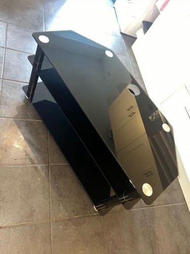 Black glass corner stand - black, tv