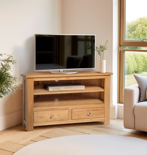 Corner stand oak media - oak,
