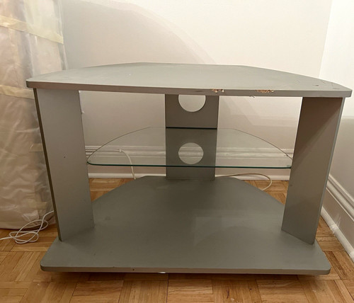 Grey corner stand with - grey, tv
