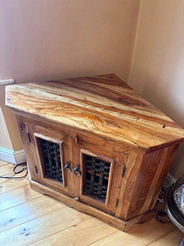 Sheesham wood corner stand - sheesham, tv