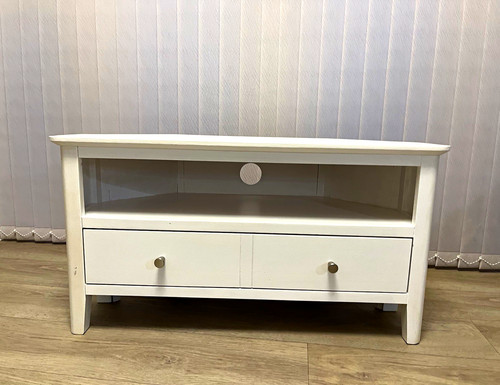 Corner white wood stand - wood, tv